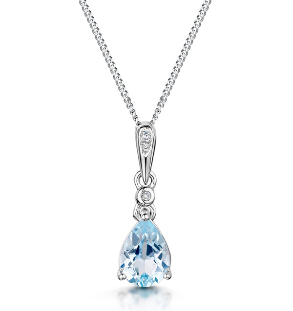 Stellato Collection Blue Topaz Diamond Necklace in 9K White Gold