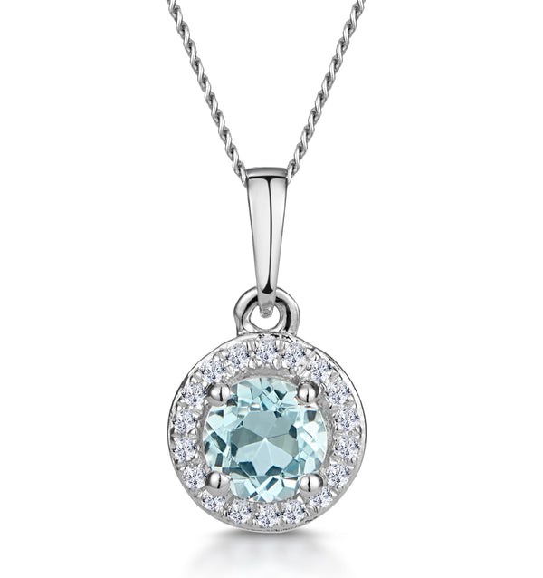 0.38ct Aquamarine and Diamond Stellato Necklace in 9K White Gold