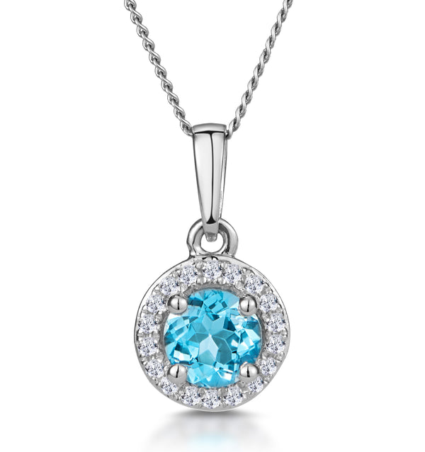 0.37ct Swiss Blue Topaz and Diamond Stellato Necklace in White Gold
