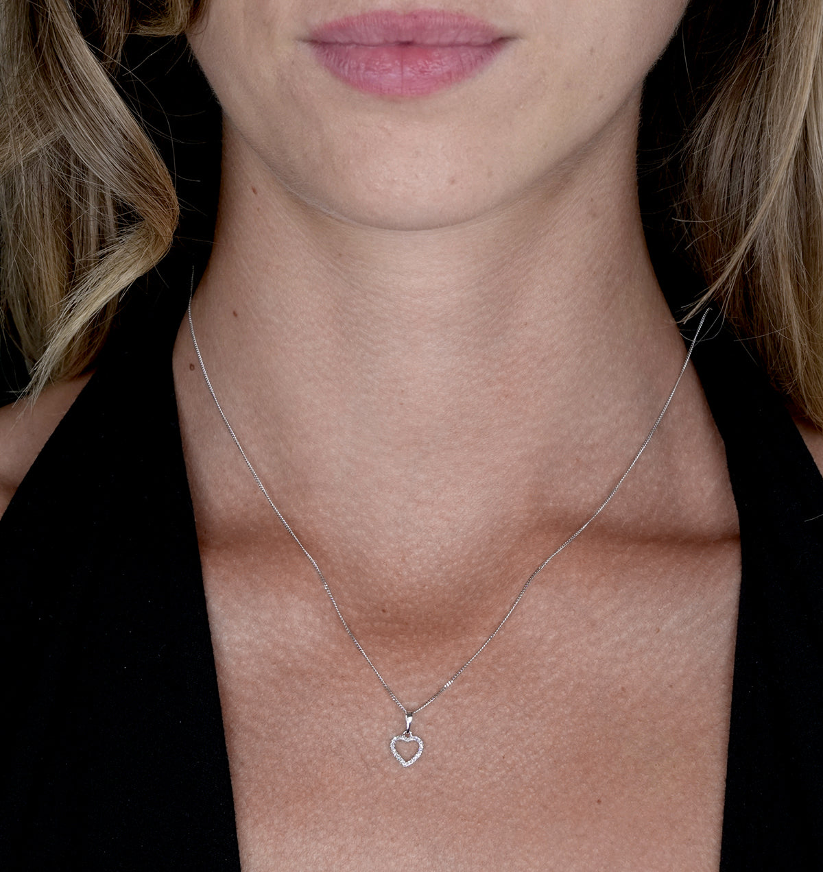Stellato Diamond Heart Necklace in 9K White Gold