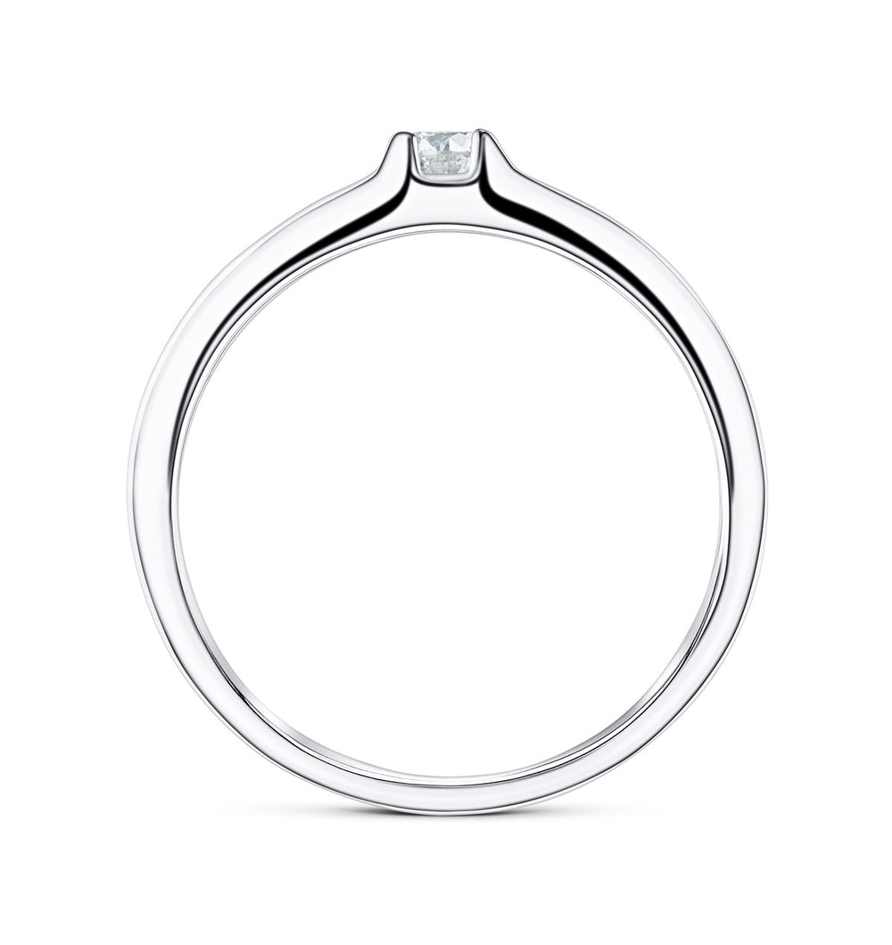 Solitaire Ring 0.11CT Diamond 9K White Gold SIZE J 1/2