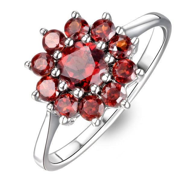1.73ct Garnet Cluster Ring in 9K White Gold