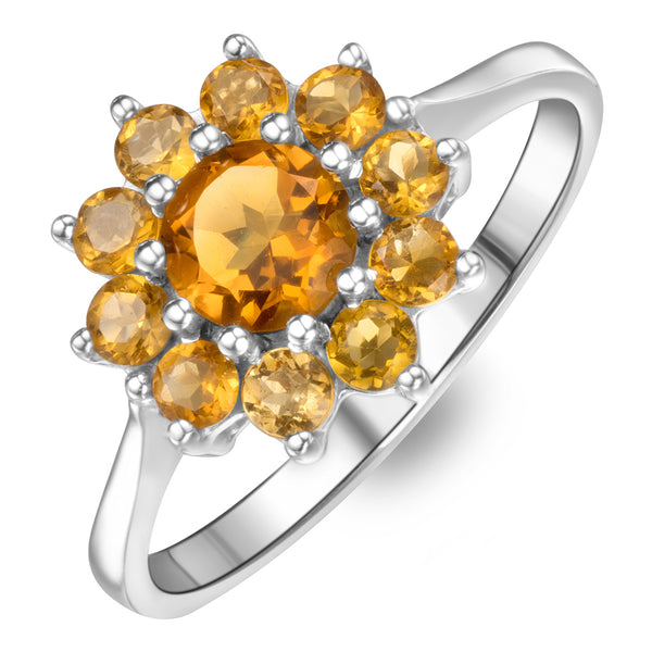 0.96ct Citrine Cluster Ring in 9K White Gold