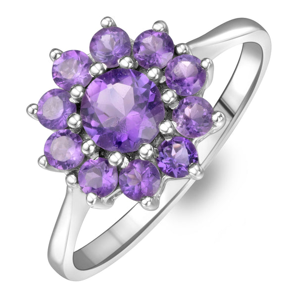 0.94ct Amethyst Cluster Ring in 9K White Gold