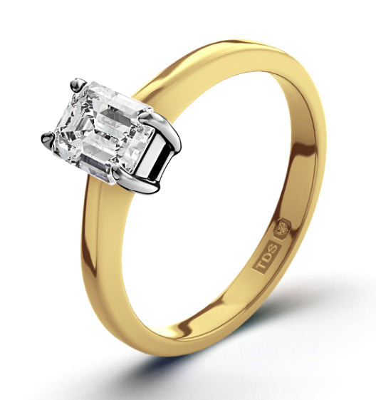 Certified Emerald Cut 18K Gold Diamond Engagement Ring 0.50CT-F-G/VS