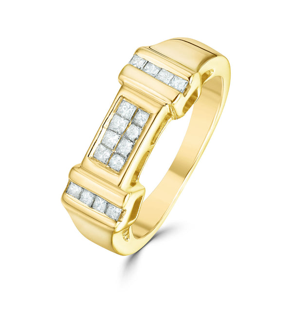 9K Gold Princess Cut Diamond Design Ring 0.26CT