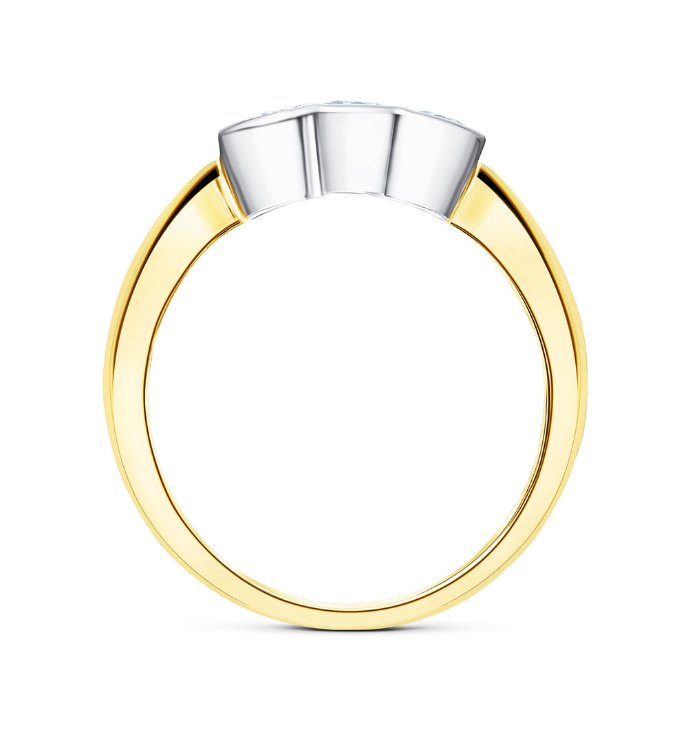18K Gold Three Stone Diamond Rubover Ring 0.50ct - SIZE M