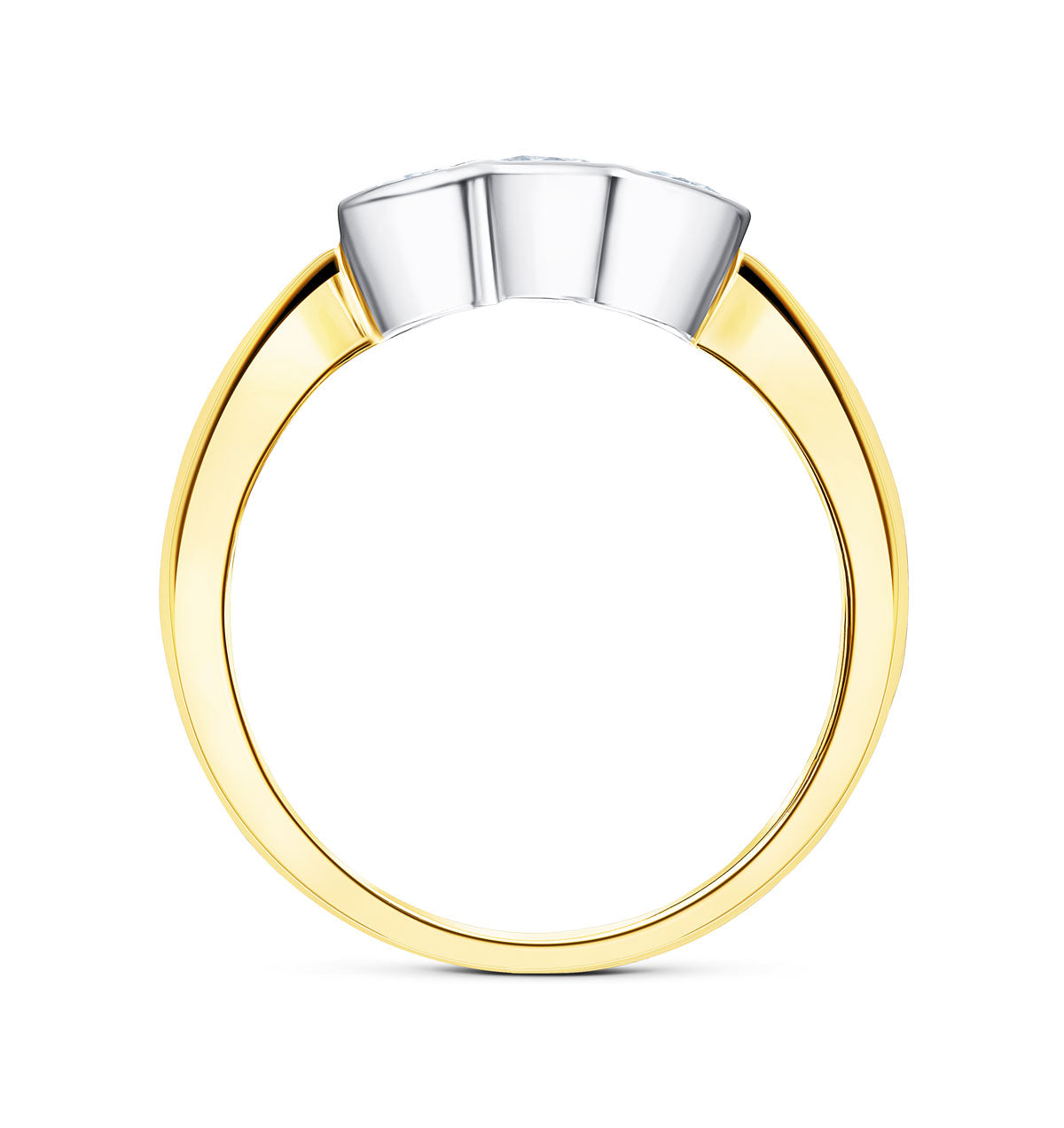 18K Gold Three Stone Diamond Rubover Ring 0.50ct - SIZE M