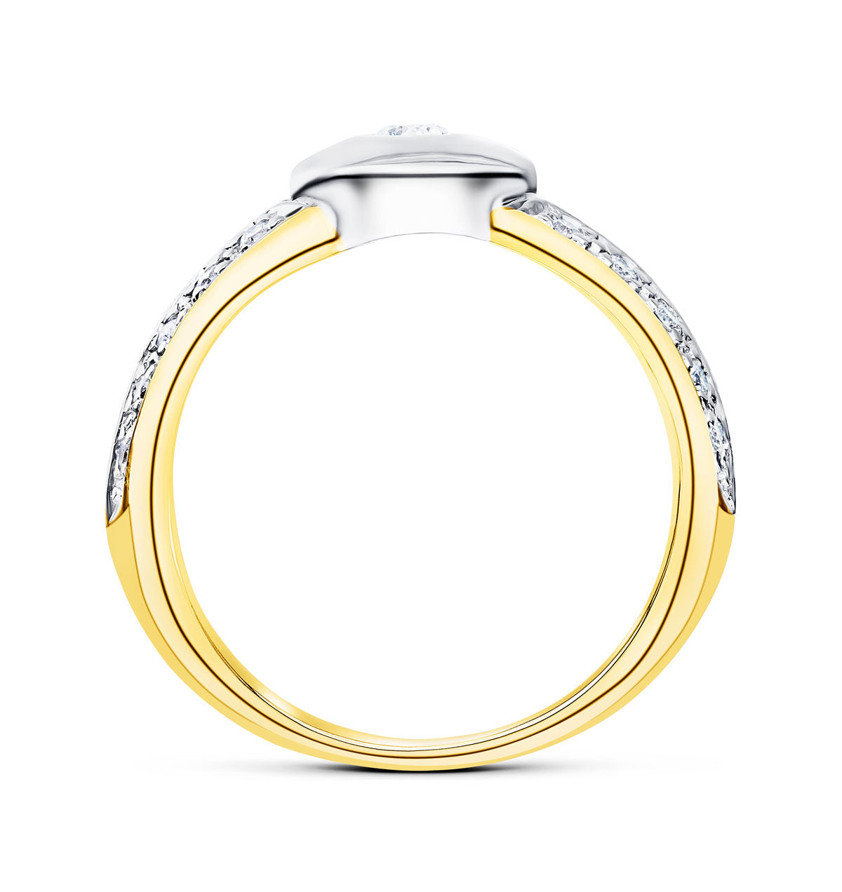 Shoulder Diamonds Rubover Ring 18K Gold White Gold 0.30CT - SIZE M