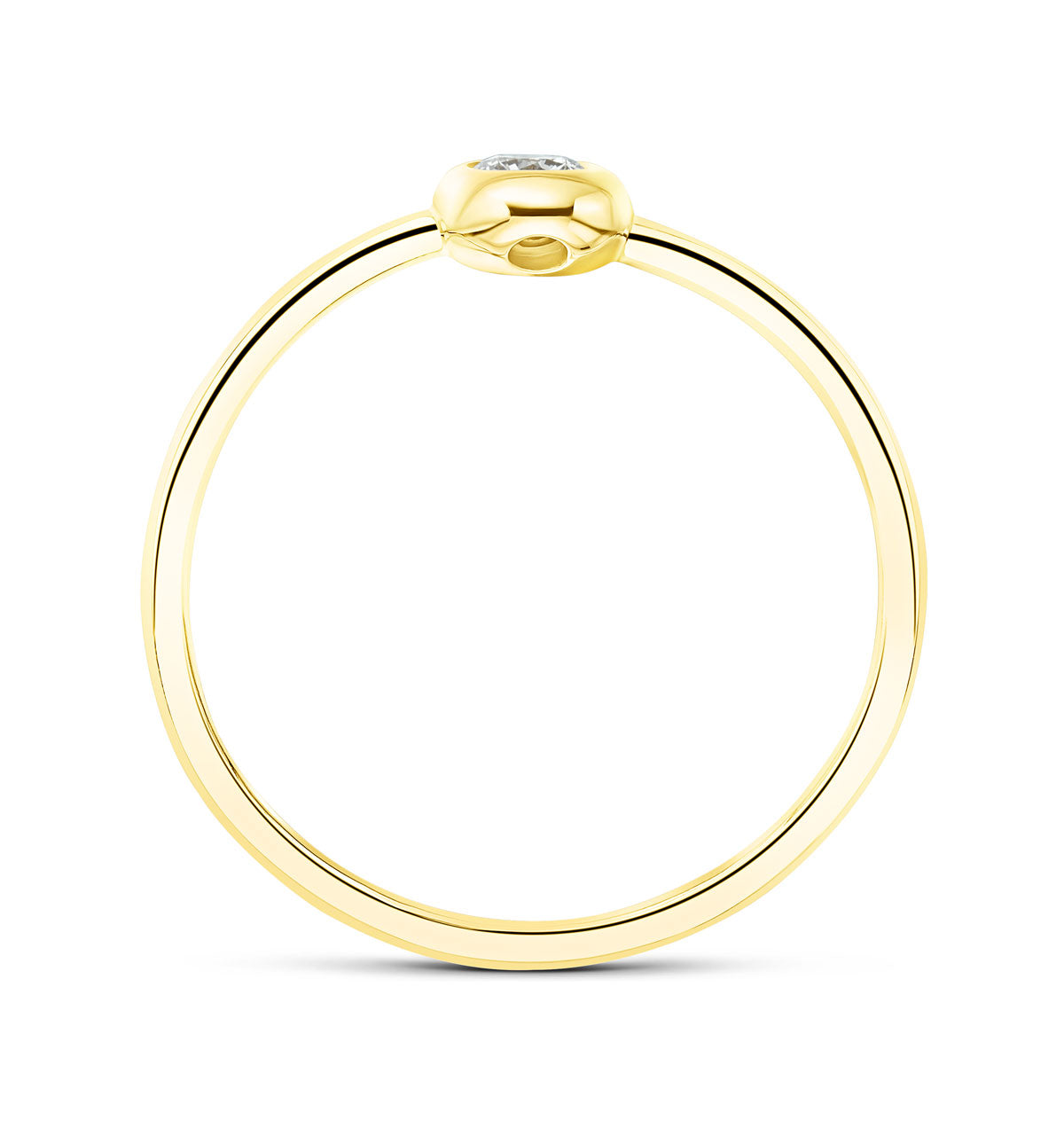 18K Gold Single Stone Diamond Rubover Set Ring 0.08CT - SIZE K