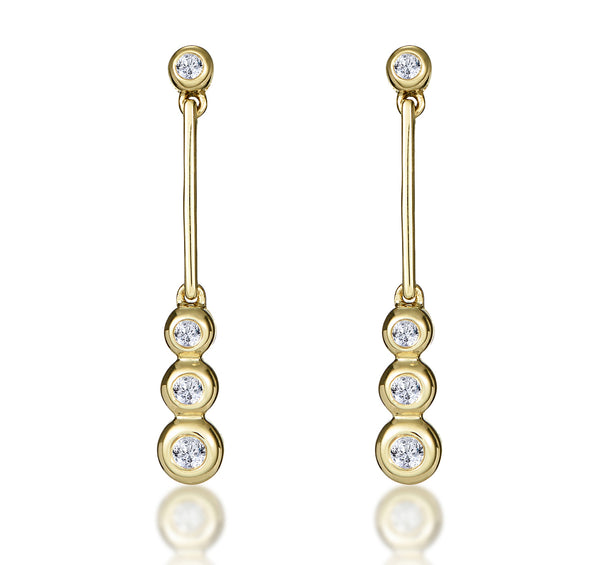 Trilogy Drop Earrings 0.12ct Lab Diamonds 18K Gold Vermeil