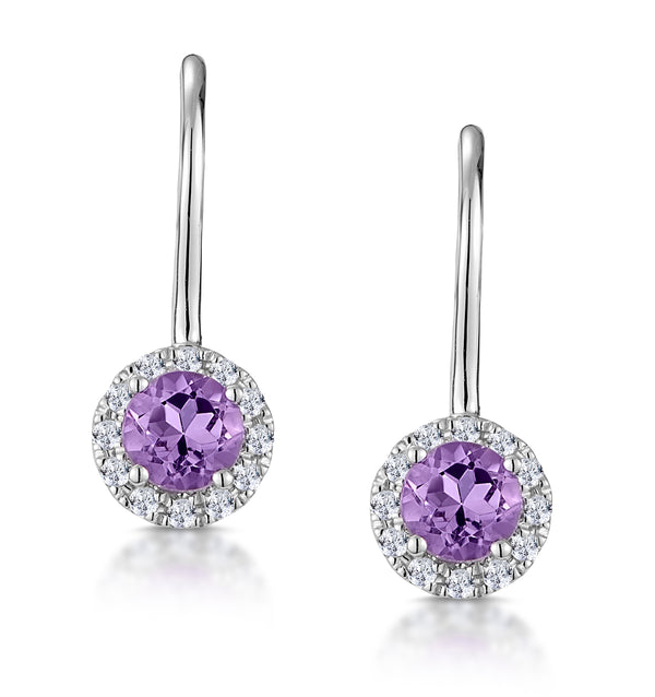 Amethyst 0.57CT And Diamond 9K White Gold Earrings