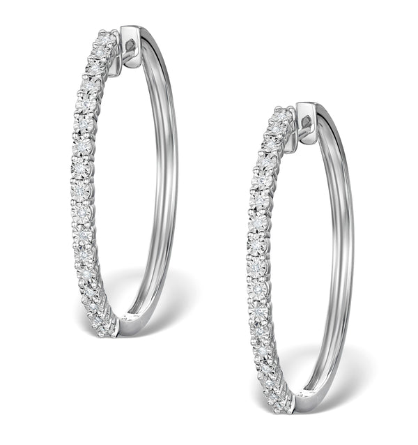 Hoop Earrings 30mm Diamond and 9K White Gold H4569