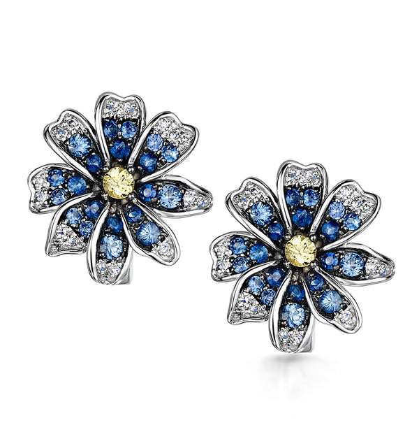 Sapphire Yellow Sapphire and Diamond Stellato Earrings 9K White Gold