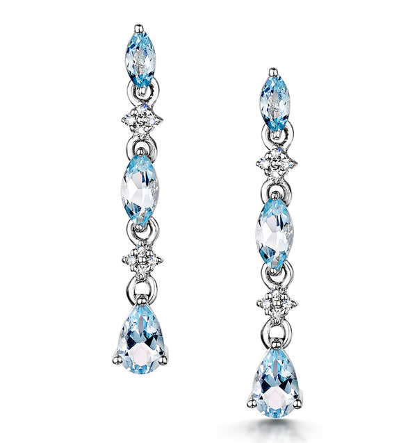 Stellato Collection Blue Topaz and Diamond Earrings in 9K White Gold