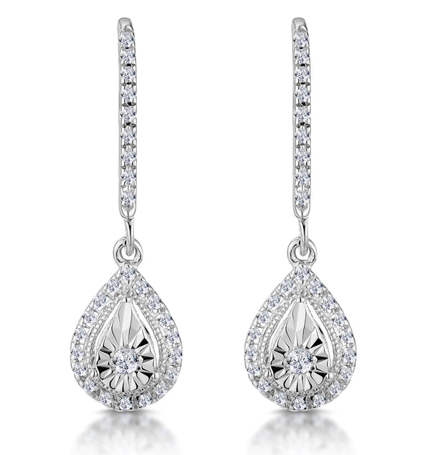 Masami Lab Diamond Pear Halo Earrings 0.20ct Pave Set in 925 Sterling Silver