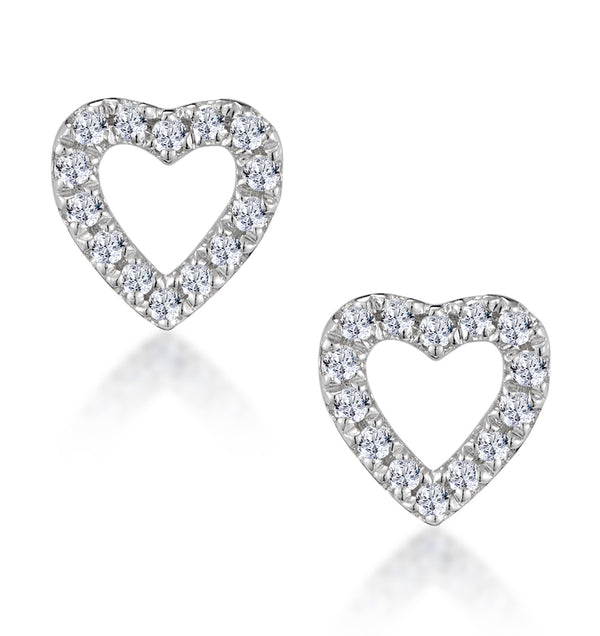 Stellato Diamond Heart Earrings in 9K White Gold