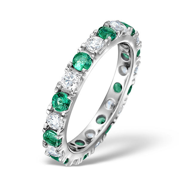 Emerald 1.10ct G/VS Diamond Platinum Eternity Ring Item HG20-422GXUS