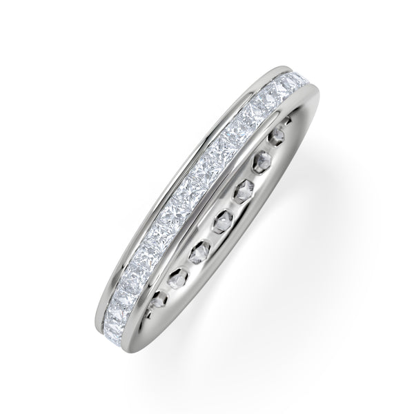 Lauren Lab Princess Diamond Eternity Ring 18K White Gold 1.00ct G/Vs