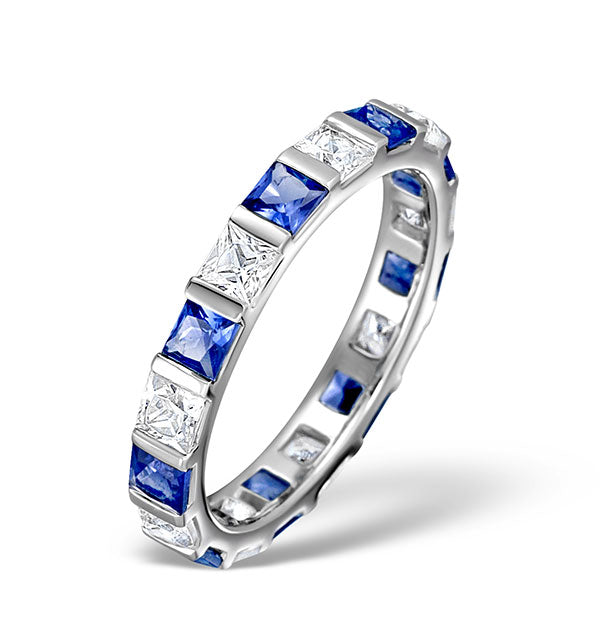 Sapphire 1.30ct And Diamond Platinum Eternity Ring