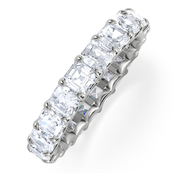 Elisa Diamond Eternity Ring Asscher Cut 4.32ct VVs Platinum Size O-W
