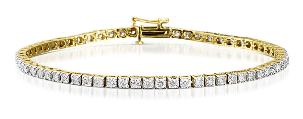 4ct Lab Diamond Tennis Bracelet Claw Set in 9K Yellow Gold