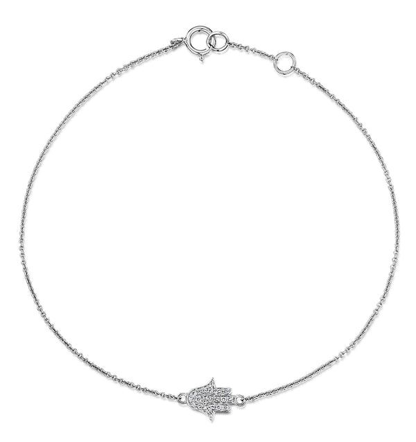 Stellato Collection Hamsa Diamond Bracelet 0.07ct in 9K White Gold
