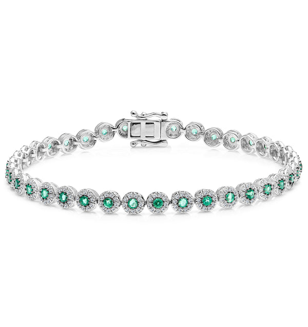 1.11ct Emerald and 1ct Diamond Stellato Bracelet in 9K White Gold