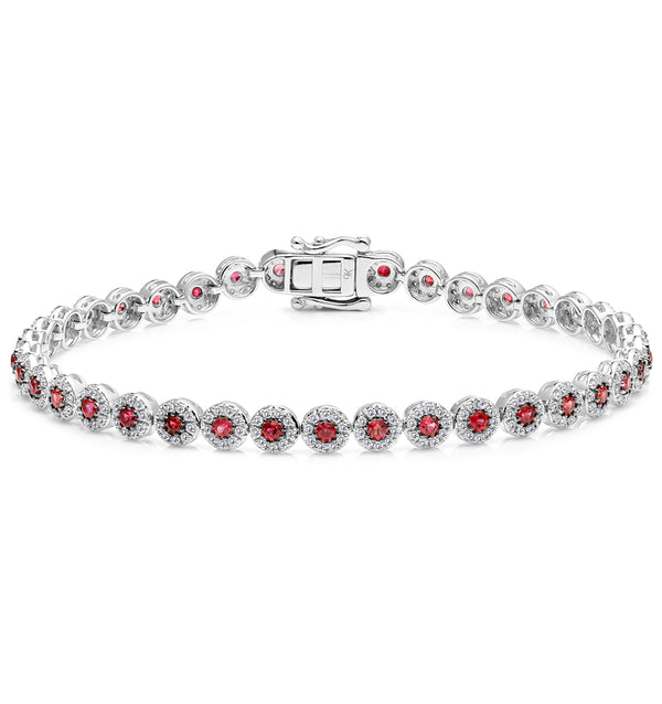 1.36ct Ruby and 1ct Diamond Stellato Bracelet in 9K White Gold