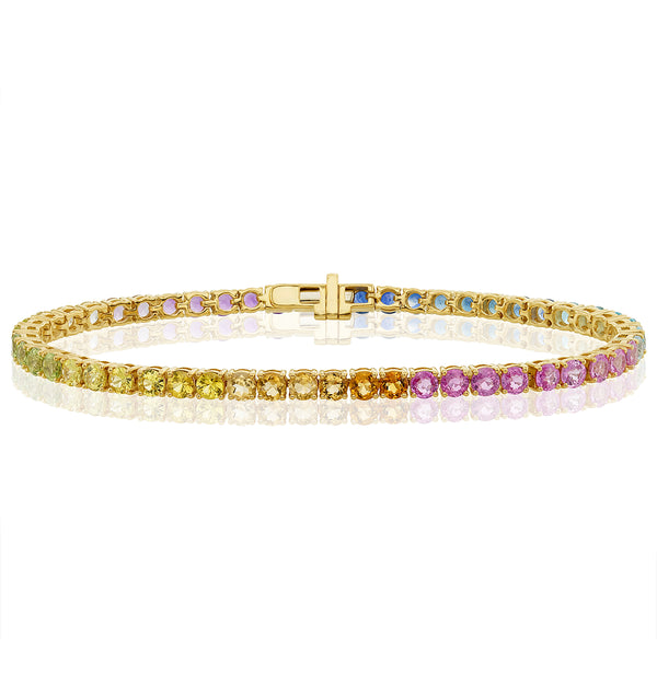 Rainbow Gem Stones Bracelet 10ct Set in 9K Yellow Gold