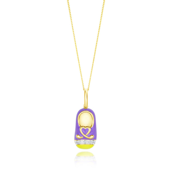 9K Gold and Enamel Shoe Pendant