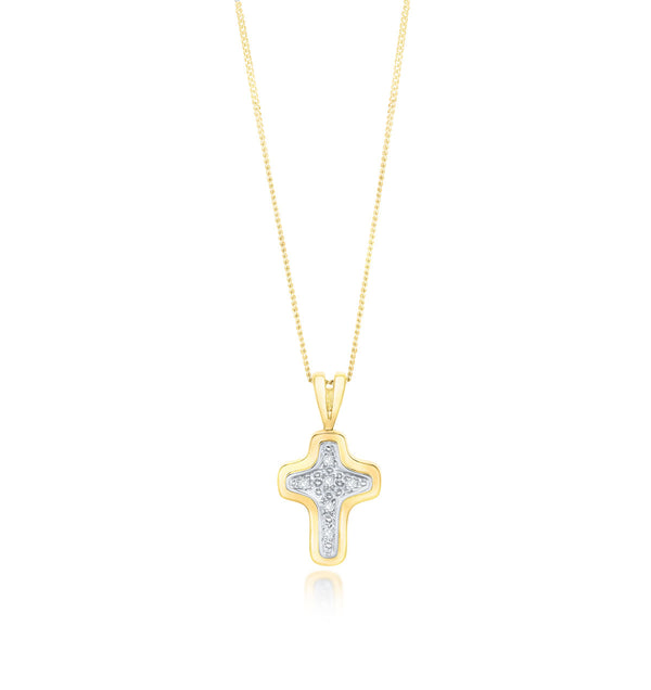9K Gold Diamond Pave Cross (0.05ct) Pendant
