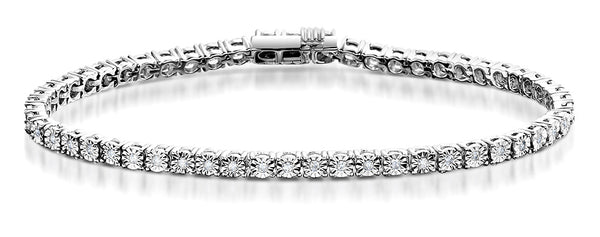 Diamond Tennis Bracelet 4ct Look 18K White Gold - J3355