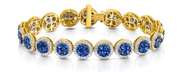 Sapphire and Lab Diamond Halo Bracelet in 9K Gold Bracelet