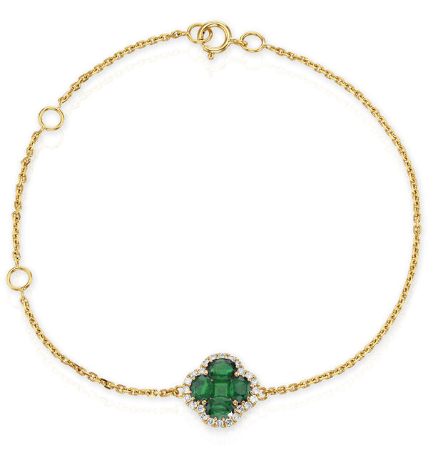 Emerald 1.01ct And Diamond 18K Yellow Gold Alegria Bracelet