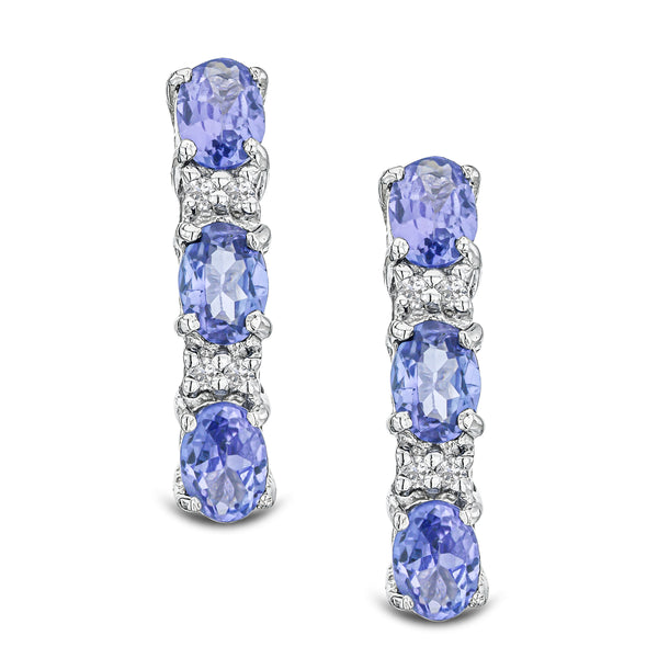 Tanzanite 1.02CT And Diamond 925 Sterling Silver Earrings