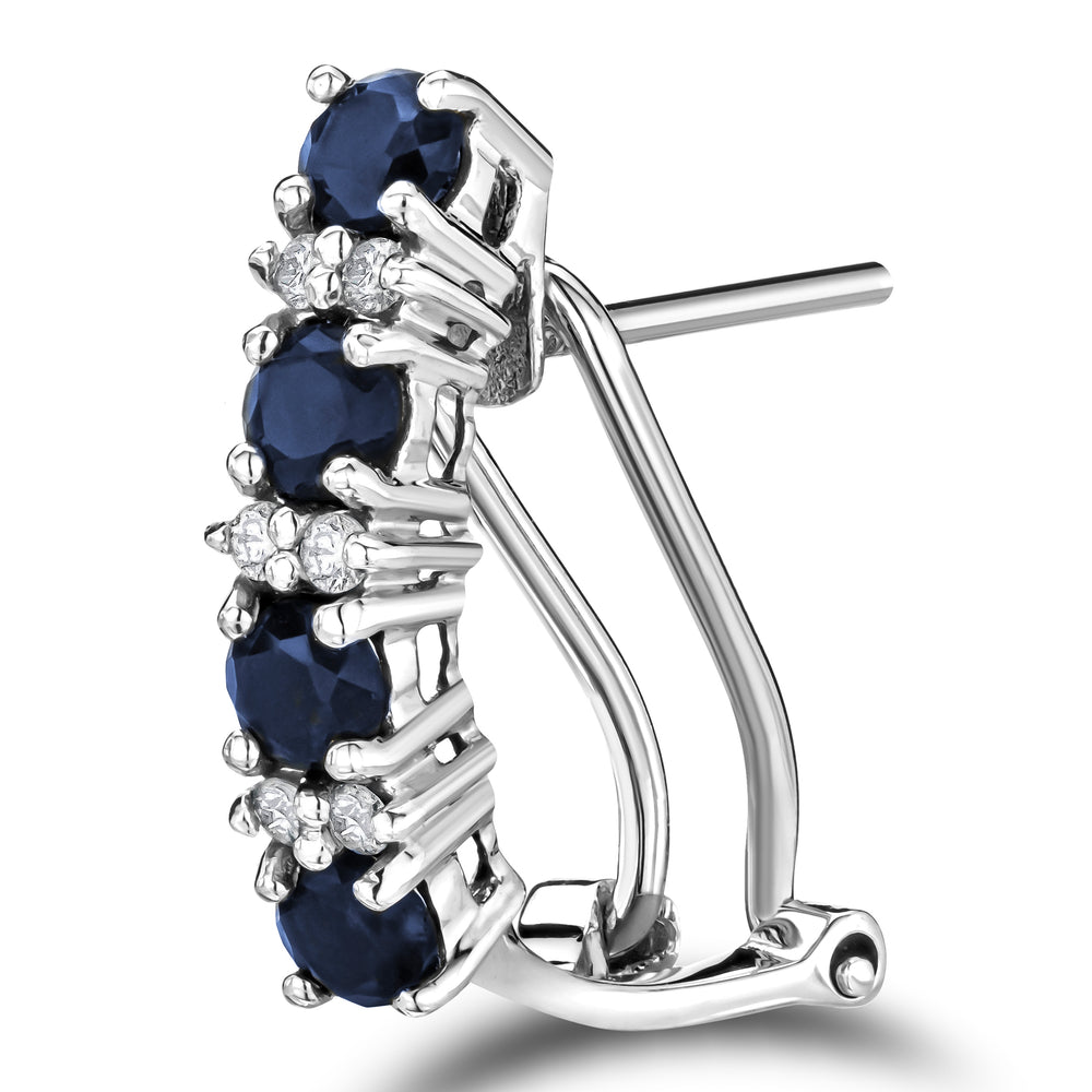 Sapphire 1.45CT And Diamond 9K White Gold Earrings