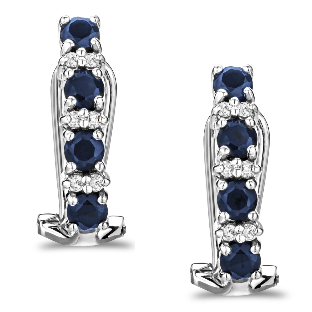 Sapphire 1.45CT And Diamond 9K White Gold Earrings