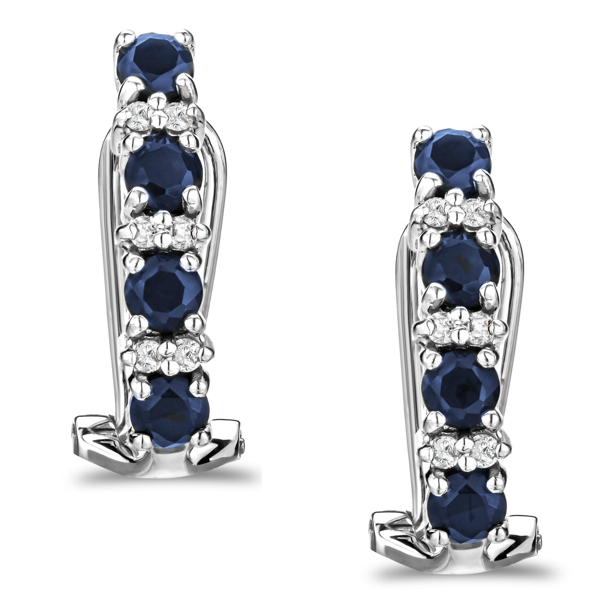 Sapphire 1.45CT And Diamond 9K White Gold Earrings