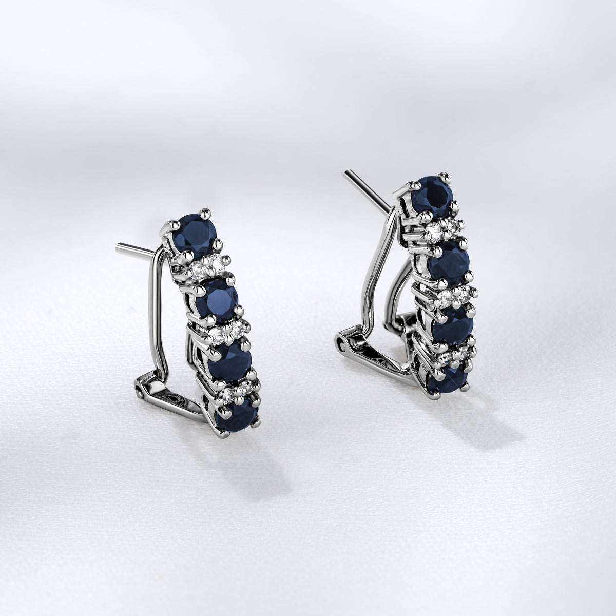 Sapphire 1.45CT And Diamond 9K White Gold Earrings