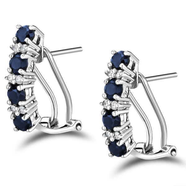 Sapphire 1.45CT And Diamond 9K White Gold Earrings