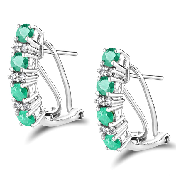 Emerald 1.10CT And Diamond 9K White Gold Earrings