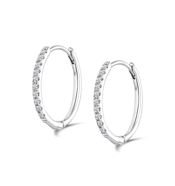 Stellato Diamond Encrusted Huggie Earrings 0.09ct in 9K White Gold
