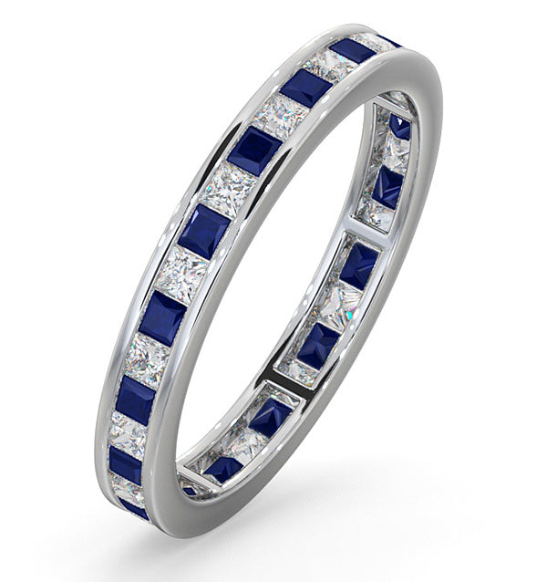 Eternity Ring Lauren Diamonds H/SI and Sapphire 1.20CT -18K White Gold