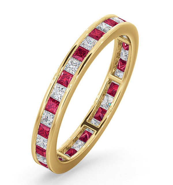 Eternity Ring Lauren Diamonds G/VS and Ruby 1.10CT in 18K Gold