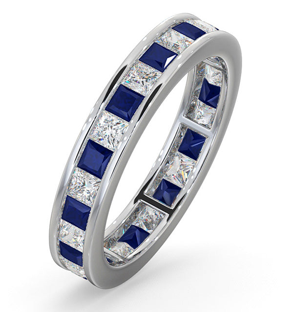 Eternity Ring Lauren Diamonds G/VS and Sapphire 2.30CT -Platinum