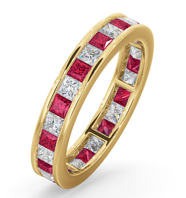 Eternity Ring Lauren Diamonds G/VS and Ruby 2.25CT in 18K Gold