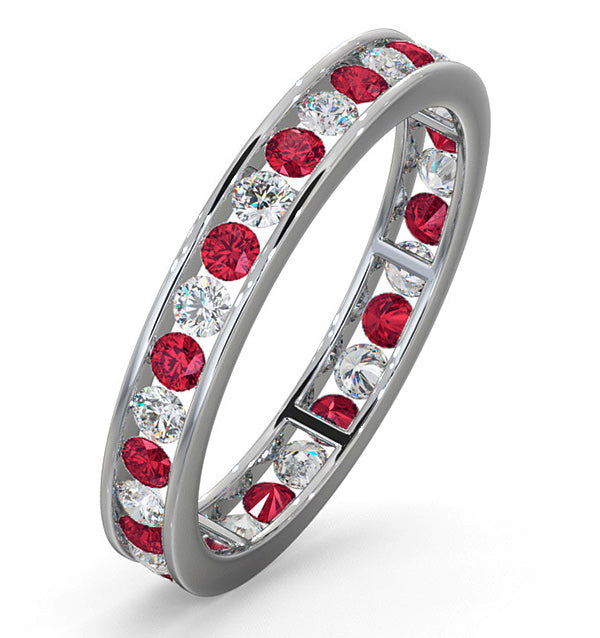ETERNITY RING RAE DIAMONDS H/SI AND RUBY 1.30CT - 18K WHITE GOLD
