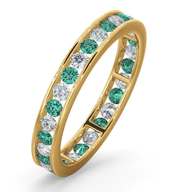 ETERNITY RING RAE DIAMONDS H/Si AND EMERALD 1.20CT - 18K GOLD