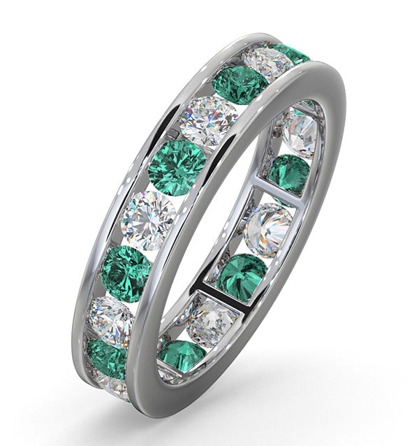 ETERNITY RING RAE DIAMONDS G/VS AND EMERALD 1.70CT - 18K WHITE GOLD